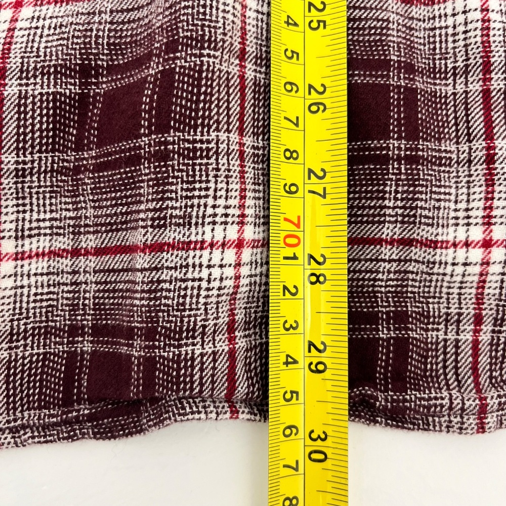 Old Navy Mens Size XL Button Up‎ The Boyfriend Shirt Burgundy Plaid Flannel - Picture 7 of 8